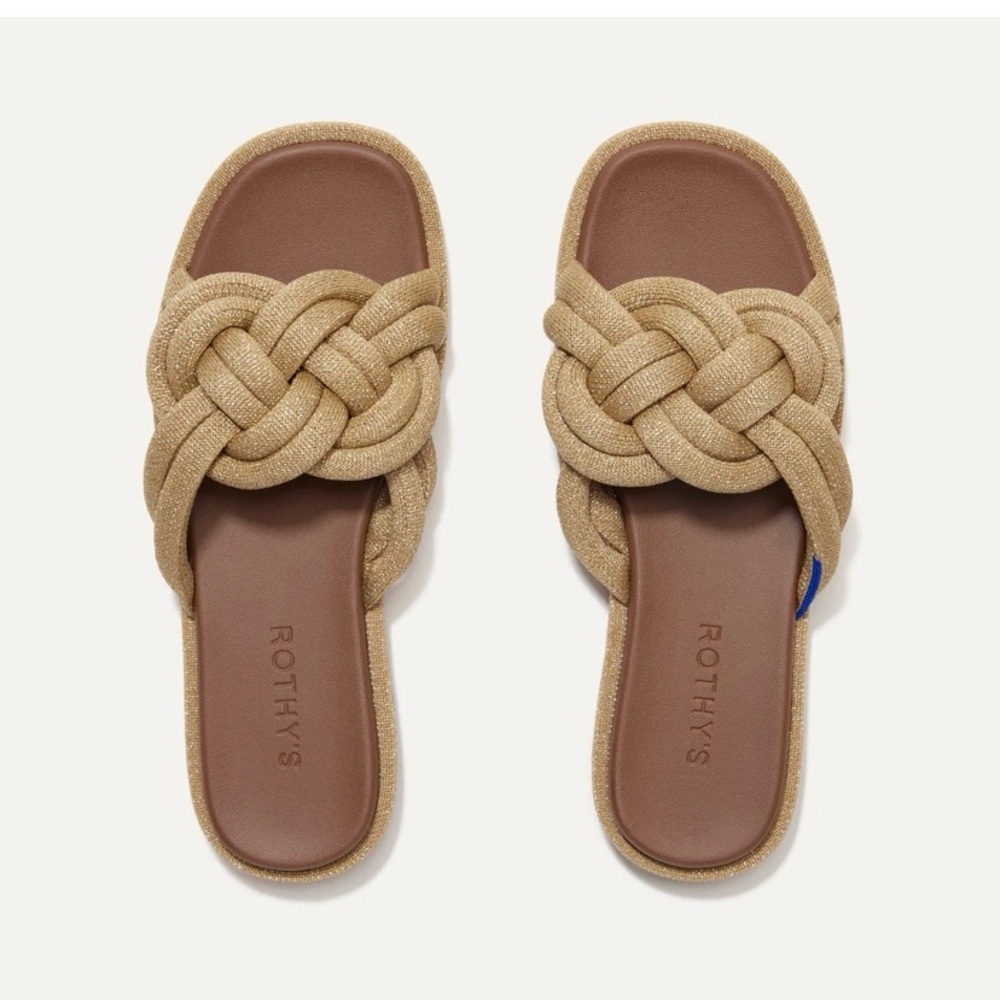 Rothy’s The Summer Sandal for sale.  The color is Golden Sun and the size is 9.